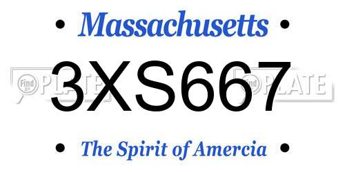3XS667 Massachusetts License Plate