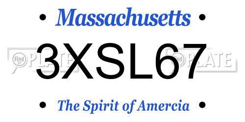 3XSL67 Massachusetts License Plate