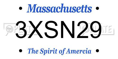 3XSN29 Massachusetts License Plate