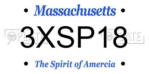 3XSP18 Massachusetts License Plate