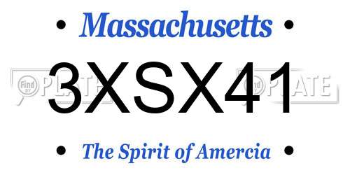 3XSX41 Massachusetts License Plate