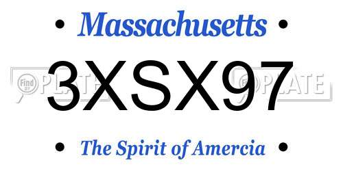 3XSX97 Massachusetts License Plate