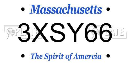 3XSY66 Massachusetts License Plate