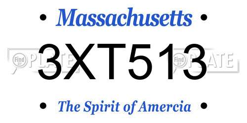 3XT513 Massachusetts License Plate