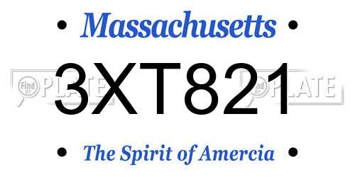 3XT821 Massachusetts License Plate