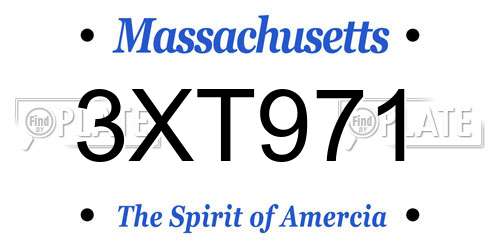 3XT971 Massachusetts License Plate