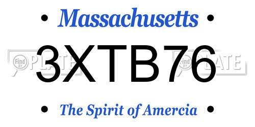 3XTB76 Massachusetts License Plate
