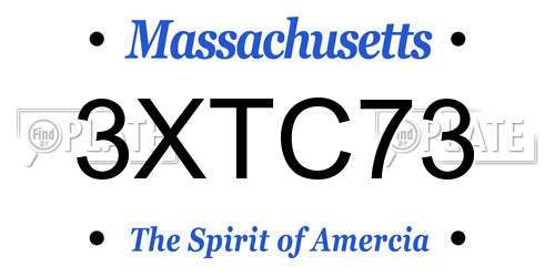 3XTC73 Massachusetts License Plate