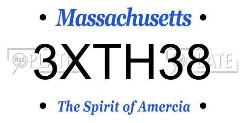 3XTH38 Massachusetts License Plate
