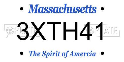 3XTH41 Massachusetts License Plate