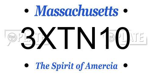3XTN10 Massachusetts License Plate