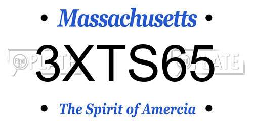 3XTS65 Massachusetts License Plate