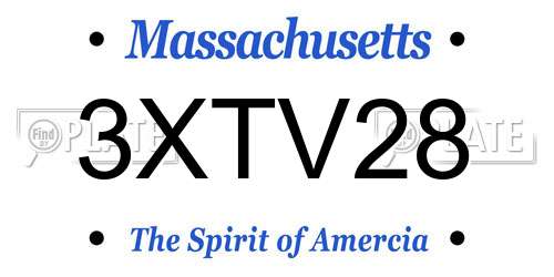 3XTV28 Massachusetts License Plate