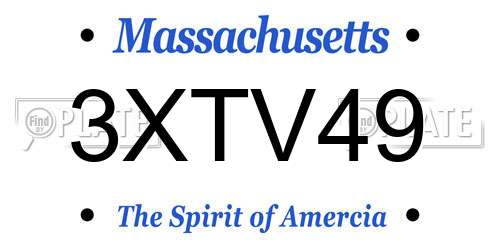 3XTV49 Massachusetts License Plate