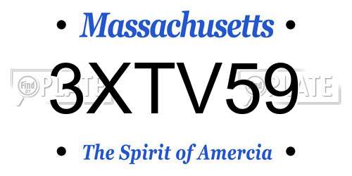 3XTV59 Massachusetts License Plate