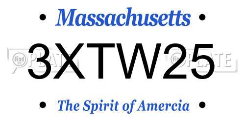 3XTW25 Massachusetts License Plate