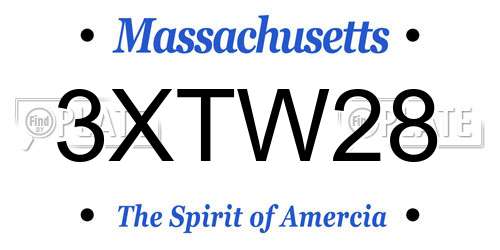 3XTW28 Massachusetts License Plate