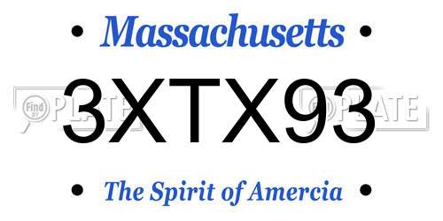 3XTX93 Massachusetts License Plate