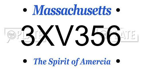 3XV356 Massachusetts License Plate