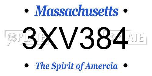 3XV384 Massachusetts License Plate