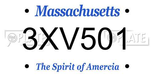 3XV501 Massachusetts License Plate