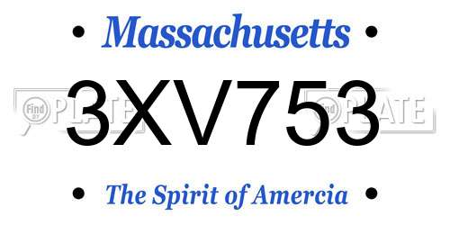 3XV753 Massachusetts License Plate