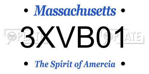 3XVB01 Massachusetts License Plate