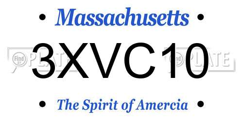 3XVC10 Massachusetts License Plate