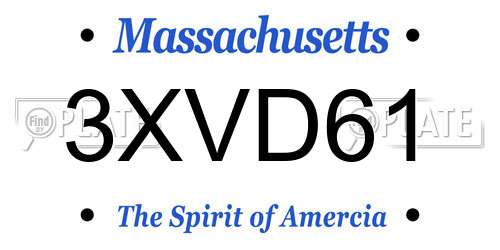 3XVD61 Massachusetts License Plate