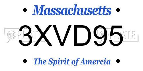 3XVD95 Massachusetts License Plate