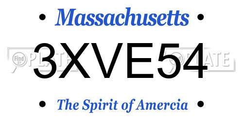 3XVE54 Massachusetts License Plate