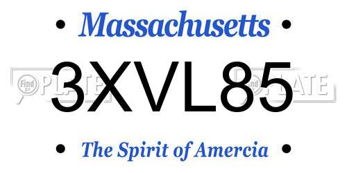 3XVL85 Massachusetts License Plate