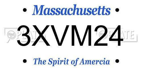 3XVM24 Massachusetts License Plate