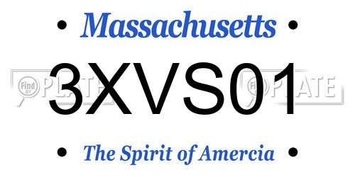 3XVS01 Massachusetts License Plate