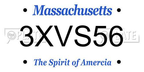 3XVS56 Massachusetts License Plate