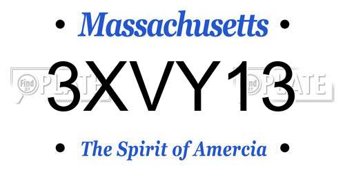 3XVY13 Massachusetts License Plate