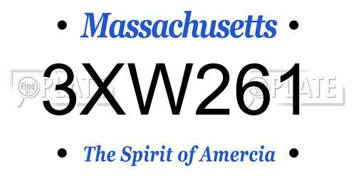 3XW261 Massachusetts License Plate