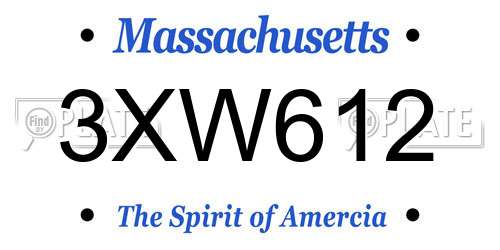 3XW612 Massachusetts License Plate
