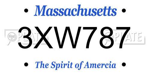 3XW787 Massachusetts License Plate