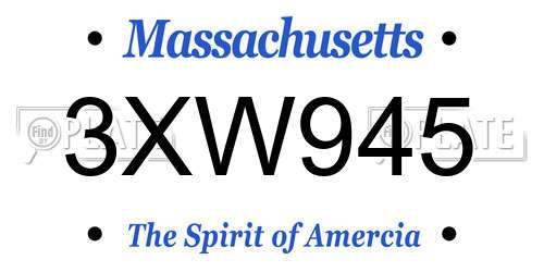 3XW945 Massachusetts License Plate