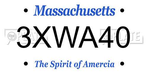 3XWA40 Massachusetts License Plate
