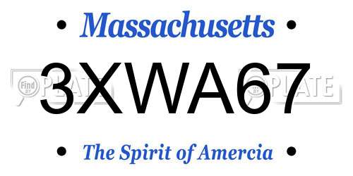 3XWA67 Massachusetts License Plate
