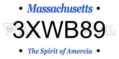 3XWB89 Massachusetts License Plate