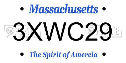 3XWC29 Massachusetts License Plate