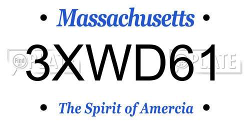 3XWD61 Massachusetts License Plate