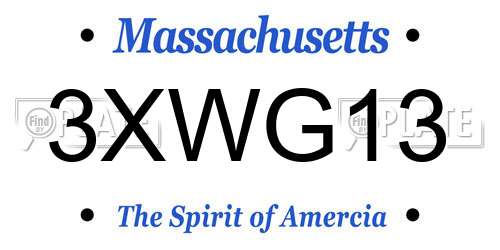 3XWG13 Massachusetts License Plate