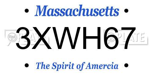3XWH67 Massachusetts License Plate