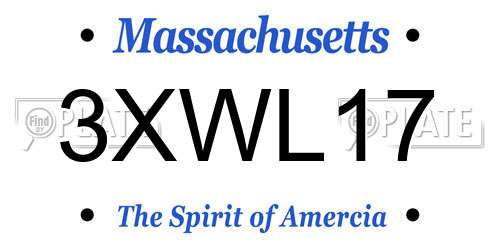3XWL17 Massachusetts License Plate