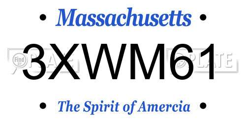 3XWM61 Massachusetts License Plate