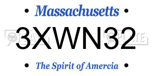 3XWN32 Massachusetts License Plate